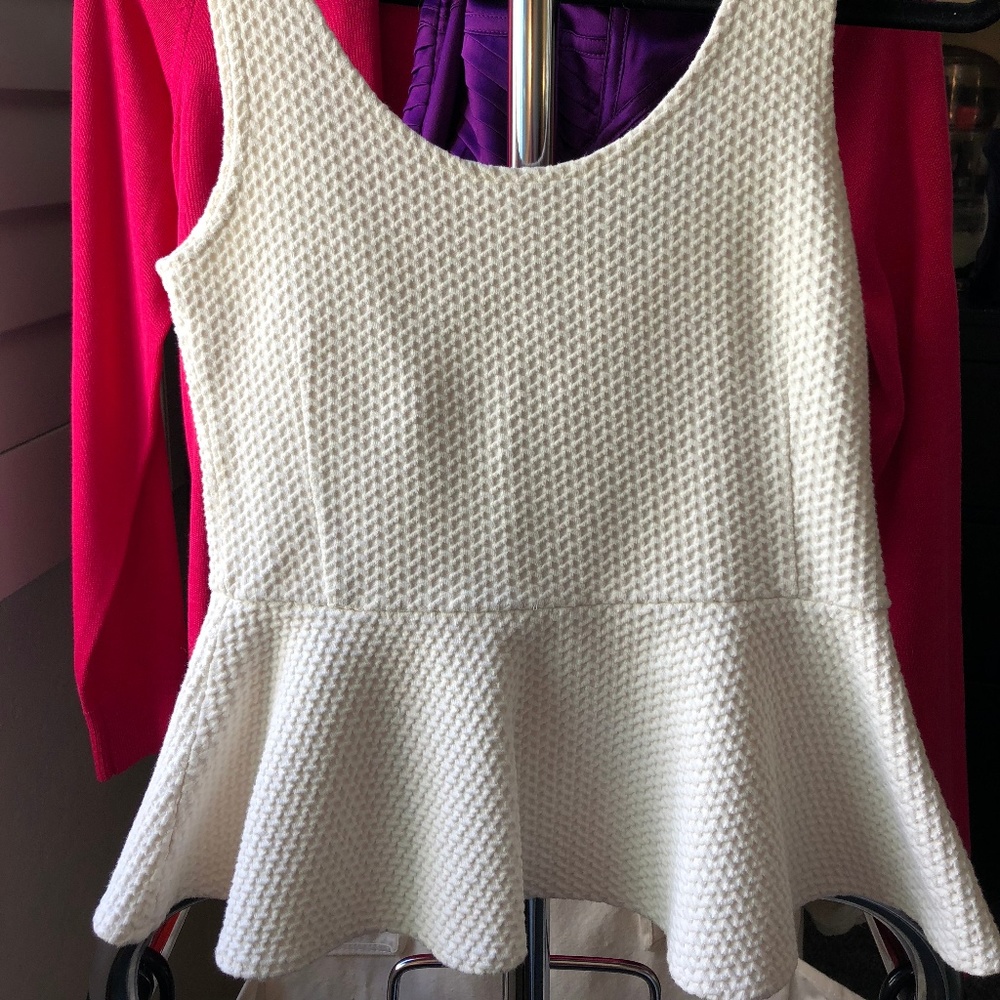 anthropologie peplum tank - off white